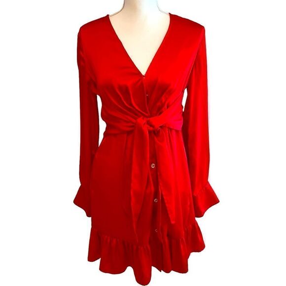 Marissa Webb Collective Satin Tie Front Dress Size 2 - Picture 5 of 11